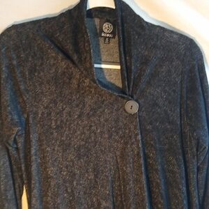 Bobeau M charcoal-black button front cardigan sweater wrap